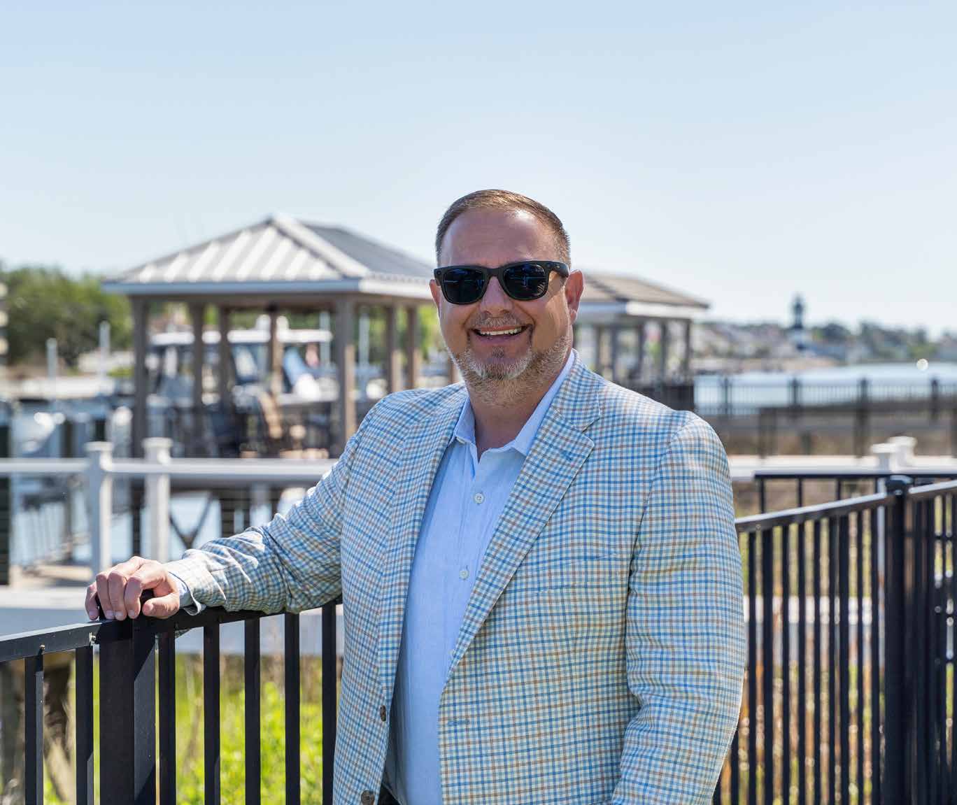 Samuel Bamrick at a waterfront railing in Myrtle Beach