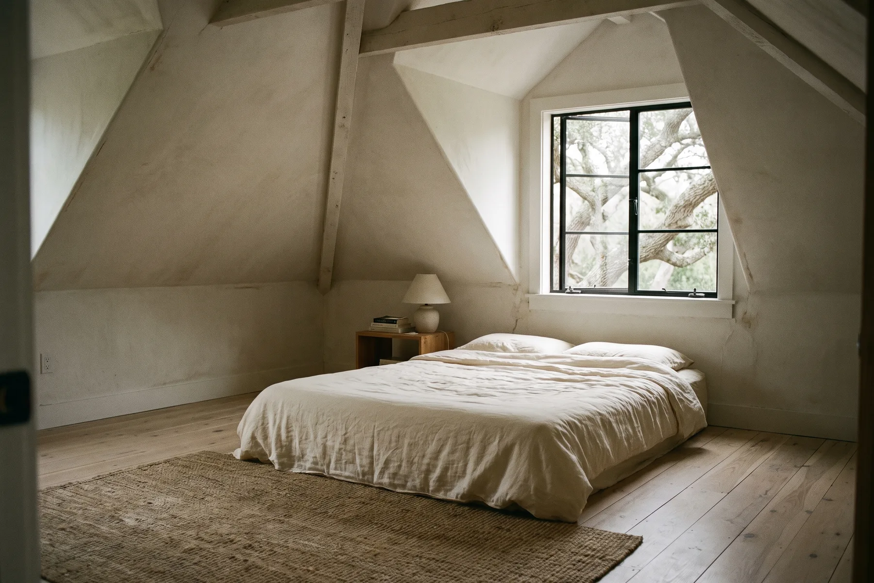 Rendering — The Palmetto upstairs bedroom under a dormer.
